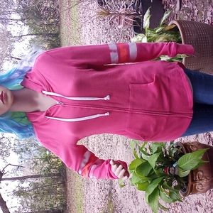 EUC "So" pink distressed boyfriend hoodie